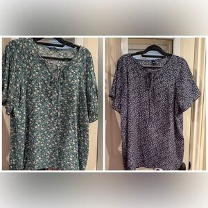 🌸 BloomChic Floral Blouse Bundle – 2 Tops | Size US 18 🌸
